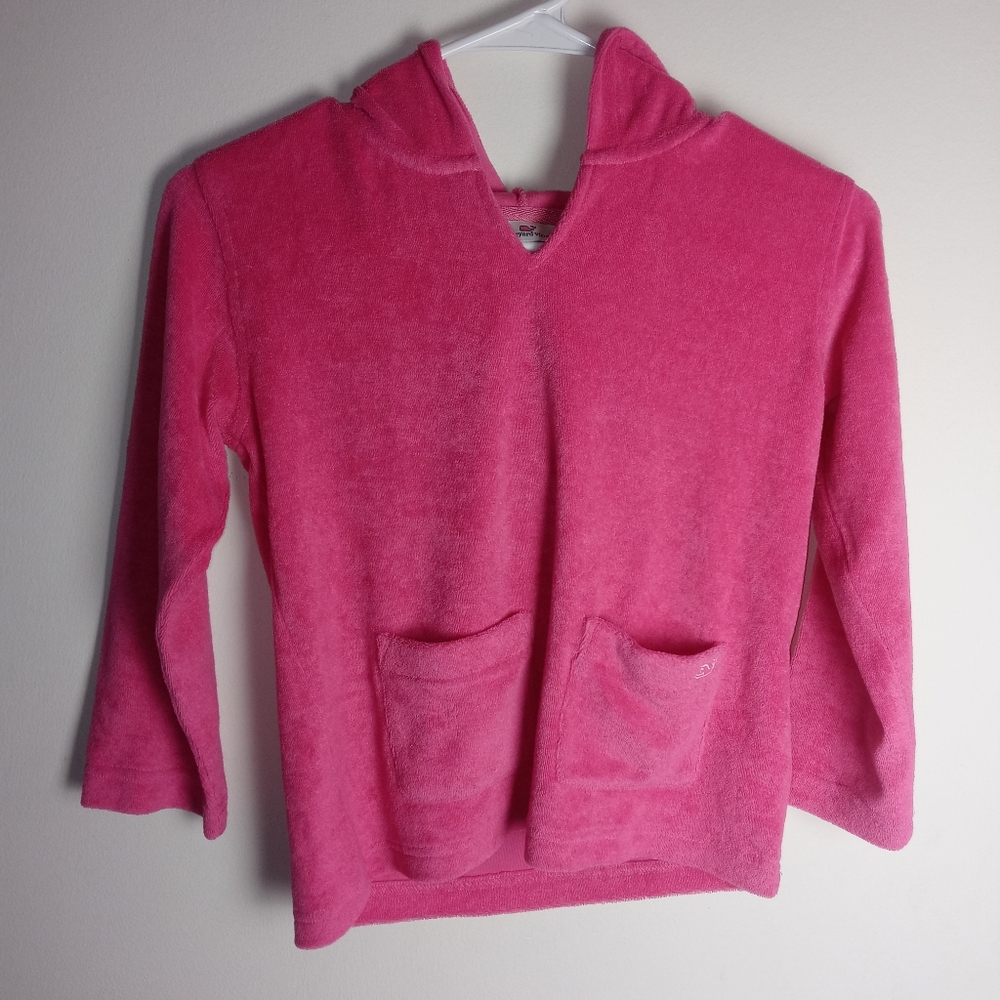 Kids Vineyard Vines Striped Terry Towel Hoodie Sweater Size S(7-8) Girls